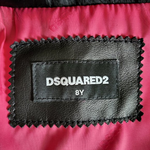 NWT~$1195~DSQUARED2~KIDS 8~BLACK GENUINE LEATHER REAL FUR BIKER MOTO COAT JACKET - Picture 15 of 16
